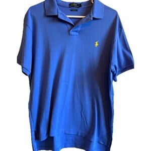Polo Ralph Lauren Shirt Short Sleeve Blue Men’s Large Custom Fit Preppy Golf Top